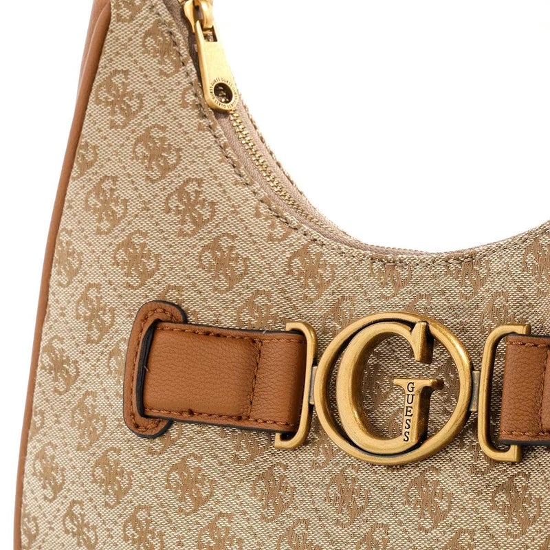 جس حقيبة نسائية من أفيانا بشعار جاكارد وجلد صناعي - بني - Image 4