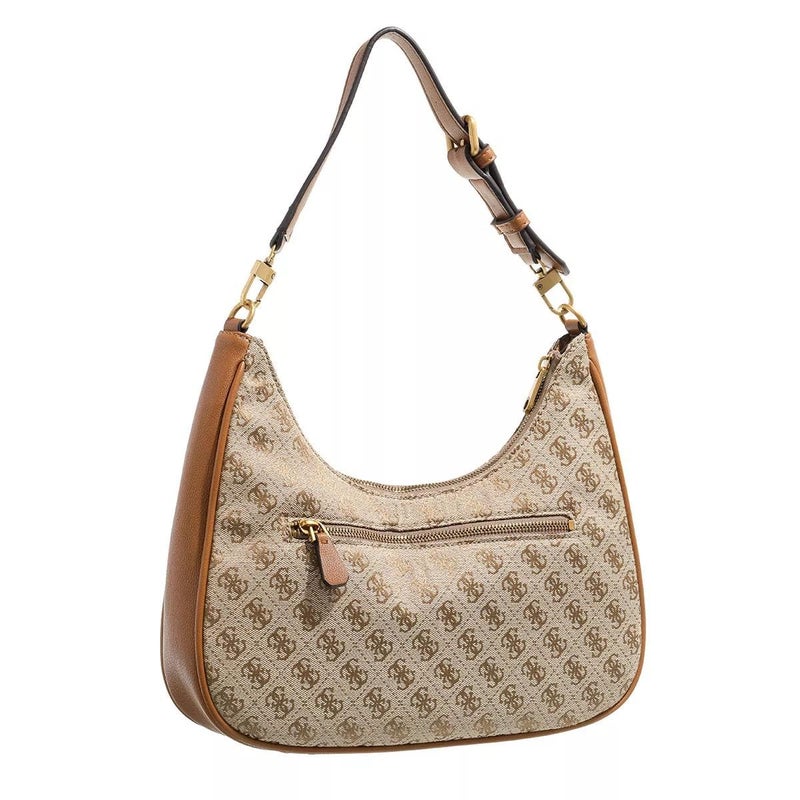 جس حقيبة نسائية من أفيانا بشعار جاكارد وجلد صناعي - بني - Image 3