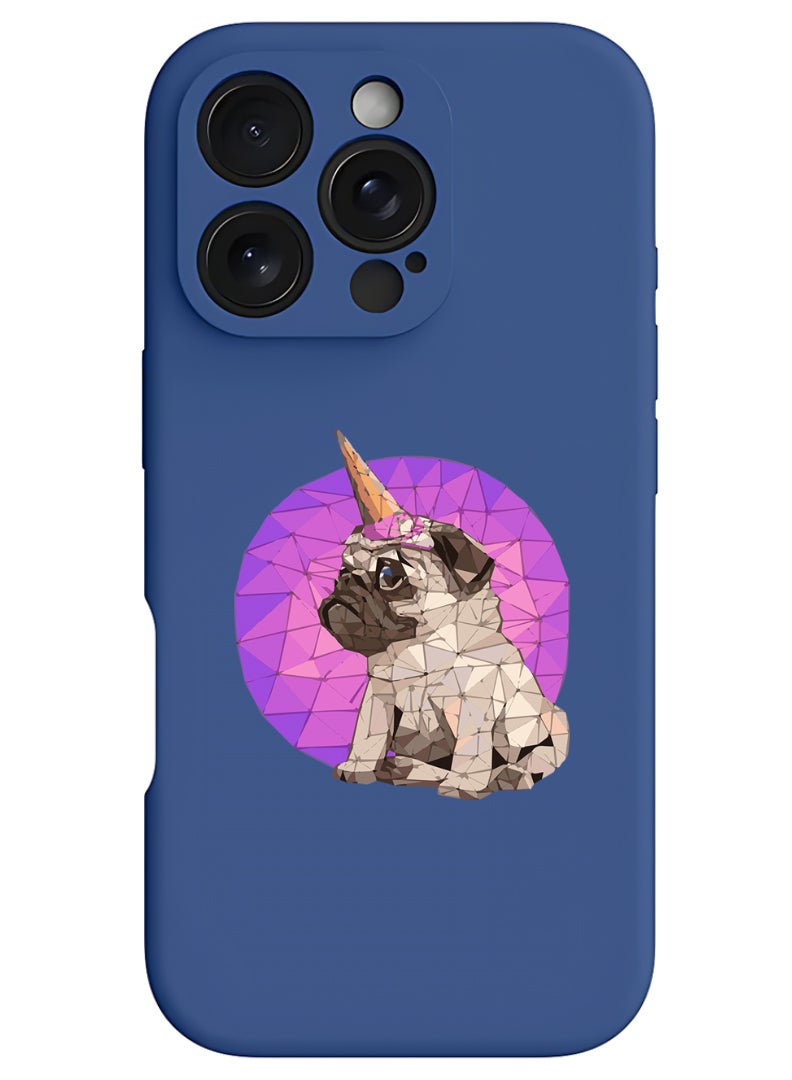 Theodor iPhone 16 Pro Blue Protective Slim Fit Case Liquid Silicone Cover with Full Body Protection Anti-Scratch Shockproof Case For iPhone - Puggy - Image 1