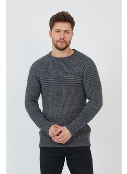 Cool Tarz Cool Style Anthracite Men's Ribbed Crew Neck Knitwear SWEATER-TRZCM28888R50M  - Image 1