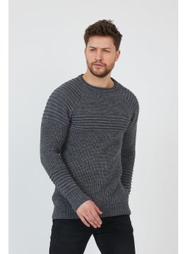Cool Tarz Cool Style Anthracite Men's Ribbed Crew Neck Knitwear SWEATER-TRZCM28888R50M  - Image 2