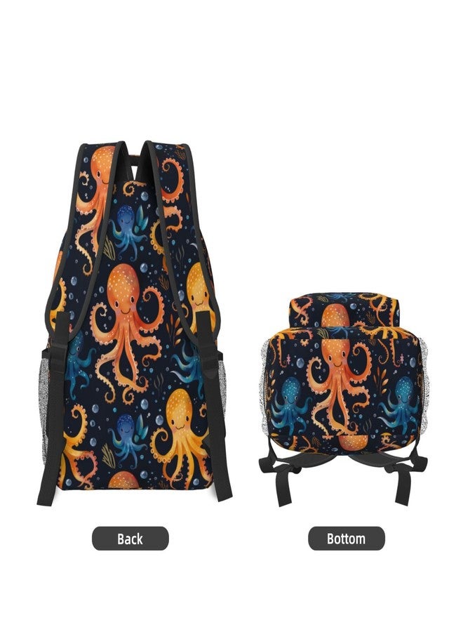 Vibrant Octopus Backpack, Travel School Laptop Polyester Colorful Octopus Backpacks for Women Kids, Work Sports Back Pack Casual Daypack, Lightweight Rucksack Gifts for Gym Camping Hiking - Image 3