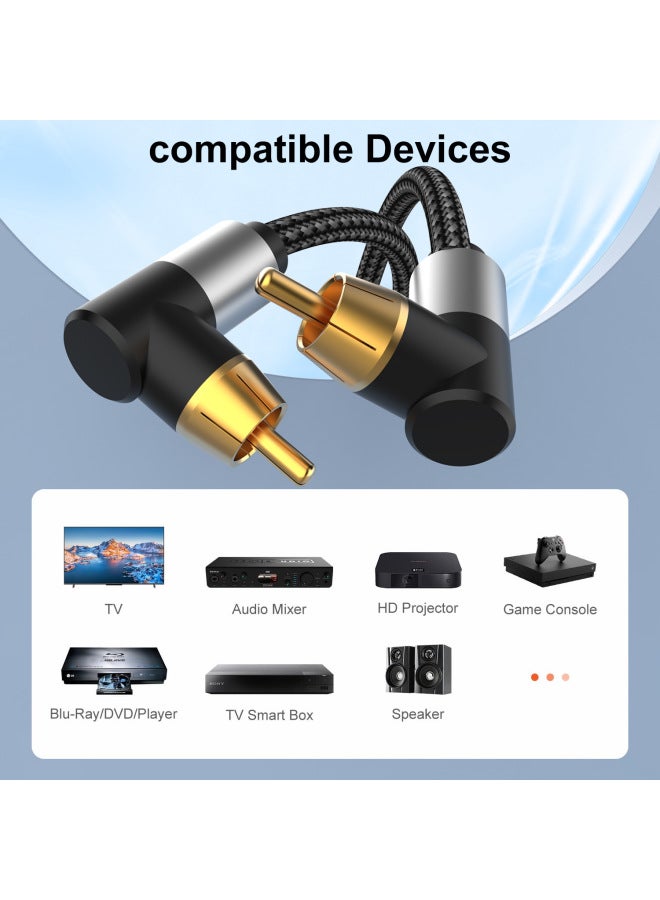 Digital Coaxial Audio Cable Elbow Coaxial Cable TV SPDIF5.1 Channel RCA Lotus Head-Color:Gray-Length:1M  - Image 3