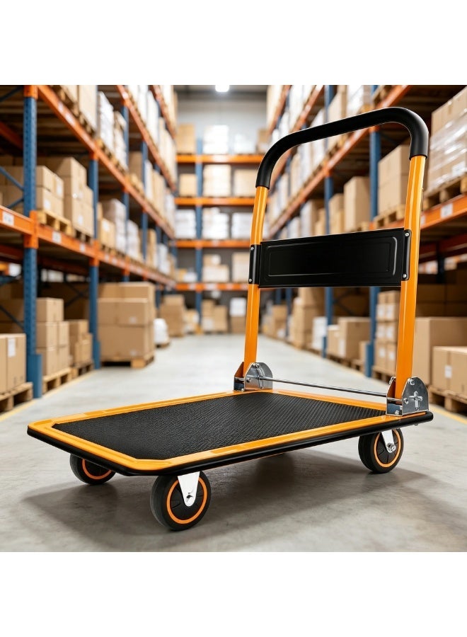 Anvanke Heavy Duty Foldable Flatbed Platform Hand Truck, 330 LBS Capacity X-Large Utility Trolley with Foldable Handle, Multi-Purpose Cart for Home, Garage and Warehouse - Image 2