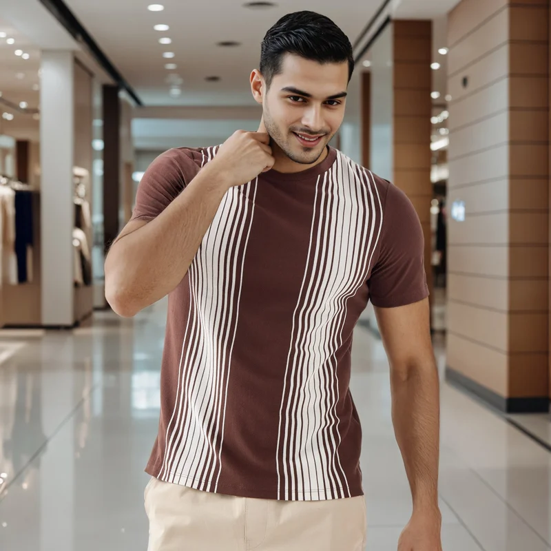 سبلاش فيڤ Striped Ombre Crew Neck T-shirt