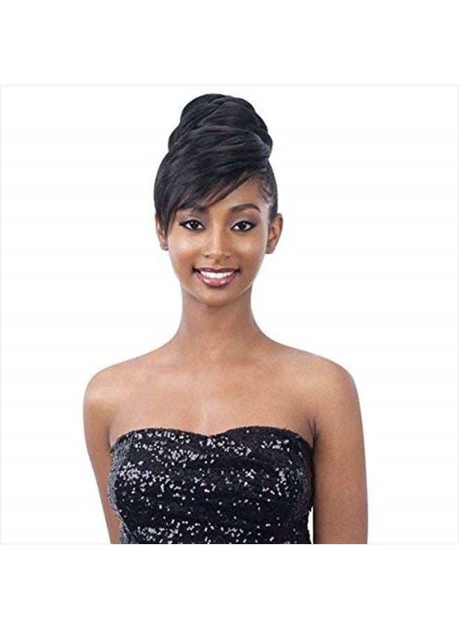 Freetress - TWISTED BUN BANG (1B Off Black) - Freetress Equal Synthetic Bun & Swoop Side Bang - Image 1