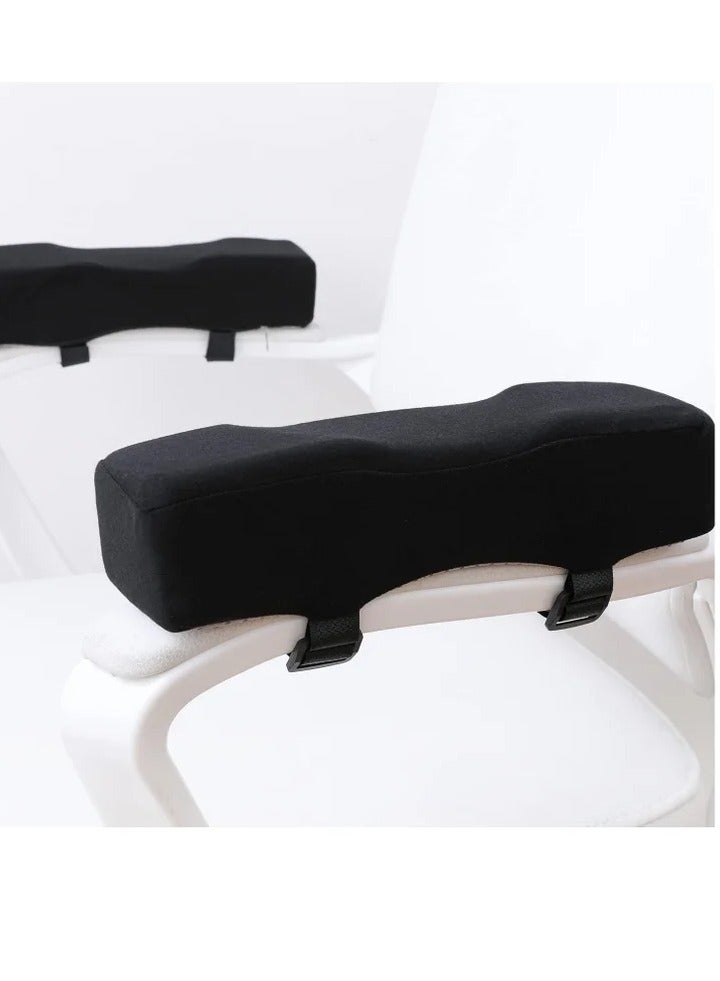 Chair Armrest Cushion, 2 Pcs Armrest Pads Extra Thick Ergonomic Elbow Pillow Support Cushion Pressure Relief Memory Foam With Velcro Straps for Office Chair Gaming Chair Armrest(Black) - Image 1