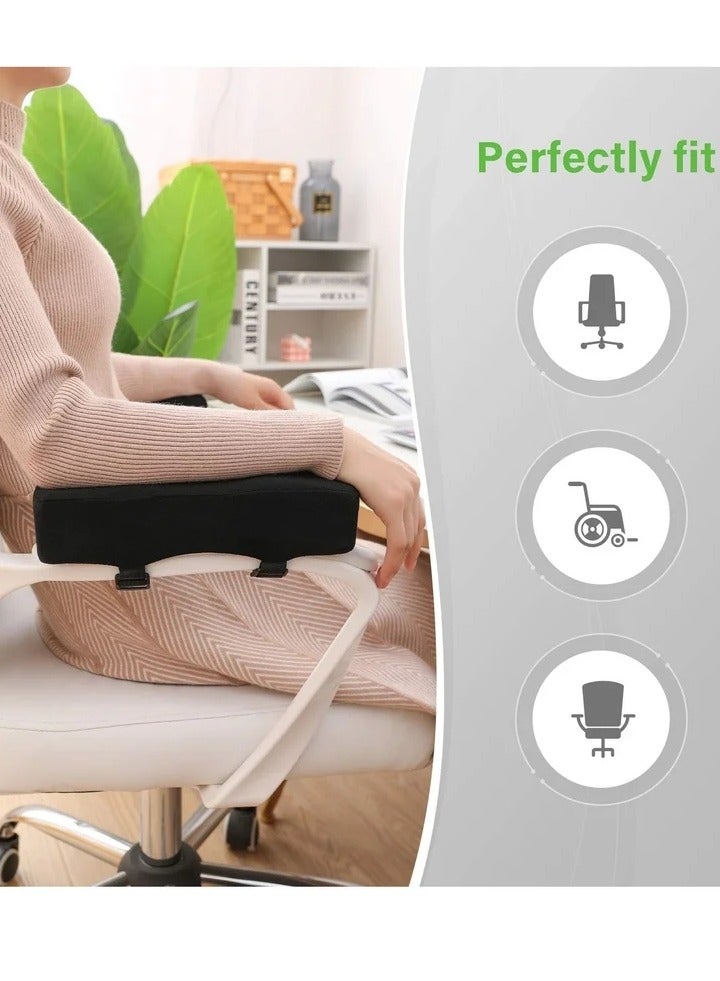 Chair Armrest Cushion, 2 Pcs Armrest Pads Extra Thick Ergonomic Elbow Pillow Support Cushion Pressure Relief Memory Foam With Velcro Straps for Office Chair Gaming Chair Armrest(Black) - Image 3