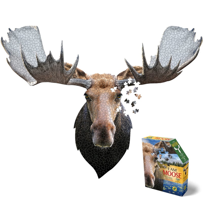Madd Capp MOOSE 700 Piece Jigsaw Puzzle For Ages 10 and up  3006  Unique AnimalShaped Border Poster Size Challenging Random Cut FiveSided Box Fits on Bookshelf Includes Educational Fun Facts - Image 2