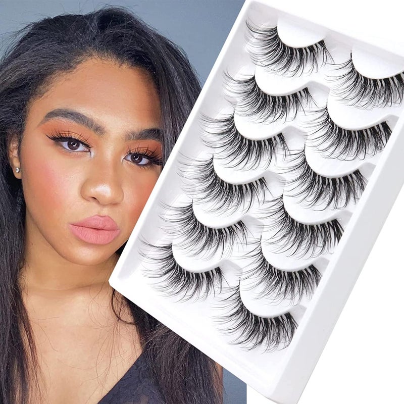 Veleasha Lashes with Clear Band Fluffy Lashes that Look Like Extensions 6 Pairs Pack Invisible False Eyelashes (12-18mm) - Image 1