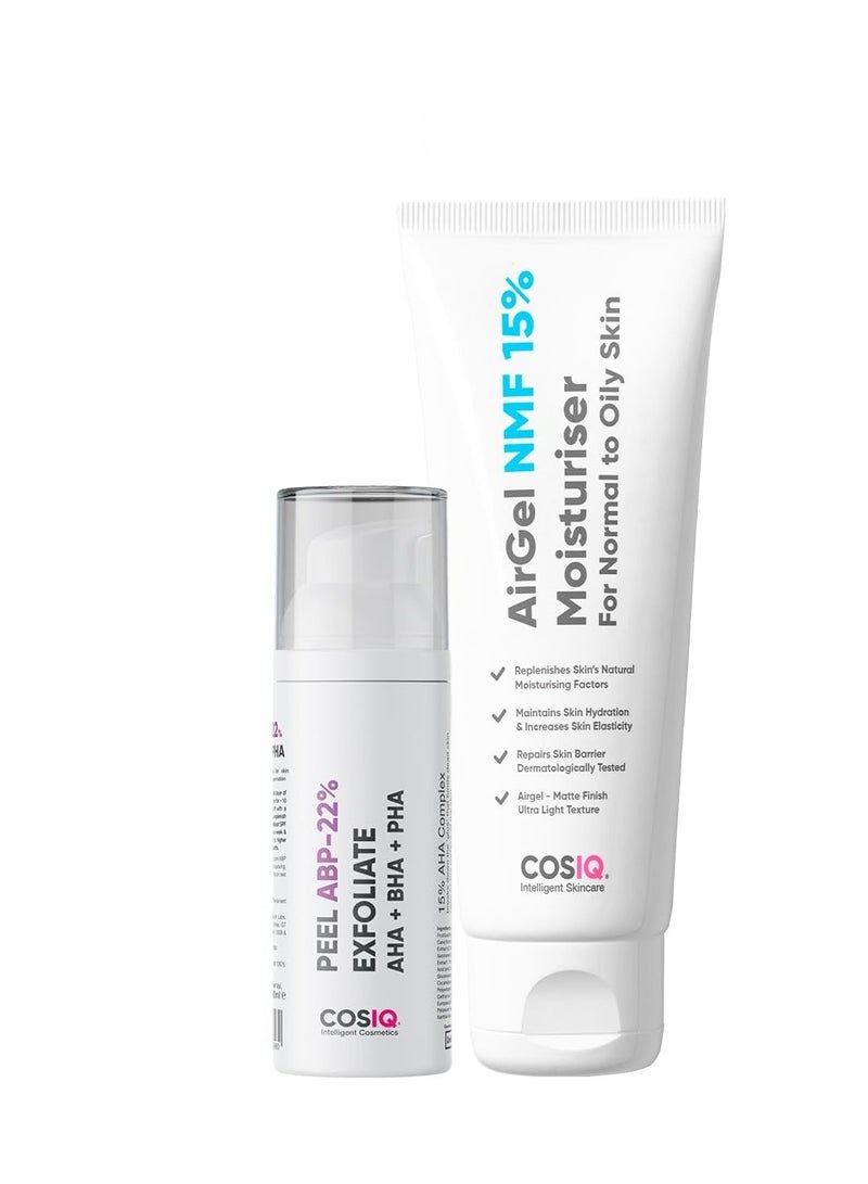 CosIQ Cos-IQ  SPF 50 Sunscreen 30 ml, ABP 22% Exfoliating Peel 30 ml, A-2% Granactive Retinoid Emulsion 30ml, AirGel NMF 15% Moisturizer 100ml and FC-1 Face Wash, 100ml - Image 3
