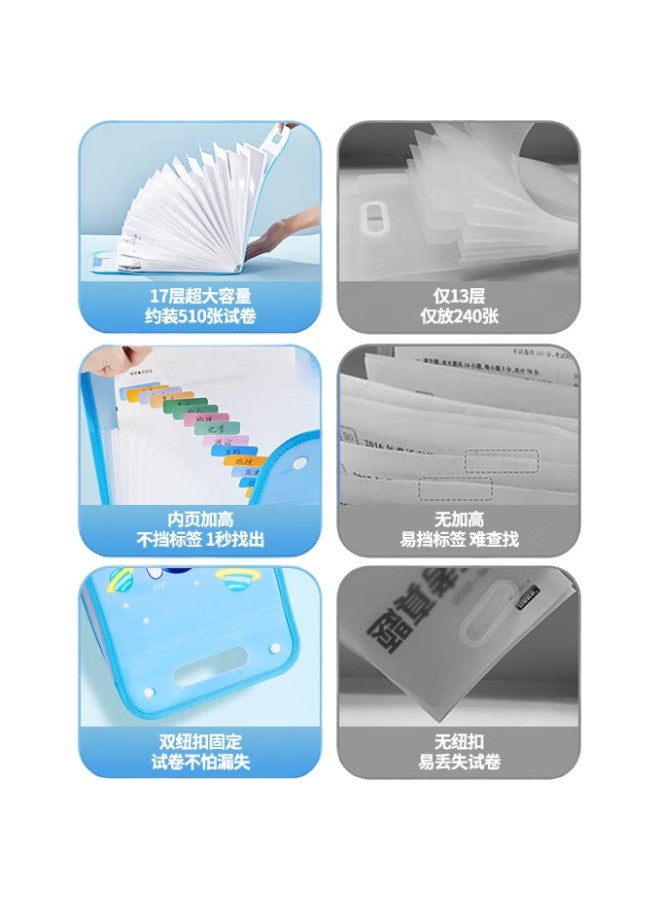 Cat Prince [Back To School Essential] Maotaizi Accordion File Folder, Student Exam Paper Storage Bag, Large Capacity, Layered Classification, Handheld Vertical Accordion Folder, Elementary School Student Exam Paper Storage Book, Homework Insert Pages - Image 3