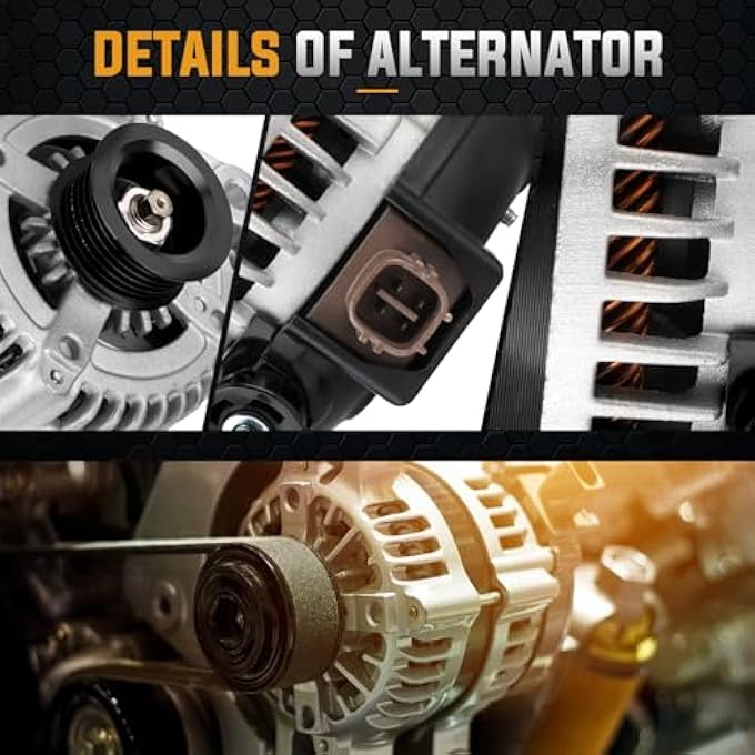 ILONPA Alternator Replacement Compatible with 2012 2013 2014 2015 Toyota Camry, 2009-2012 RAV-4, 2011-2016 Scion tC Replace 27060-0V010-84, 11402, 104210-2270, 210-0722, 9664219-227 - Image 3