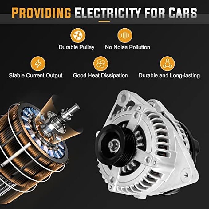 ILONPA Alternator Replacement Compatible with 2012 2013 2014 2015 Toyota Camry, 2009-2012 RAV-4, 2011-2016 Scion tC Replace 27060-0V010-84, 11402, 104210-2270, 210-0722, 9664219-227 - Image 5