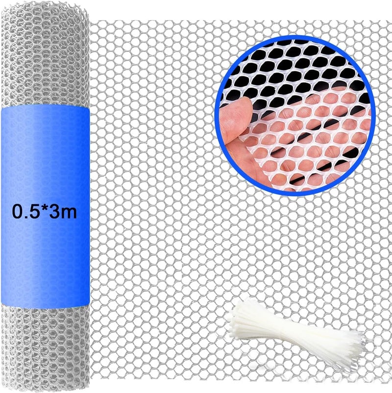 gluckluz Gutter Guard Mesh Protector, 0.5*3Meter Screen Roll Rain Gutter Guard 30Pcs Clip Fixing Hooks Leaf Protection Cover Netting to Stop Drain Downspout Clogging from Leaves or Debris DIY Garden - Image 1