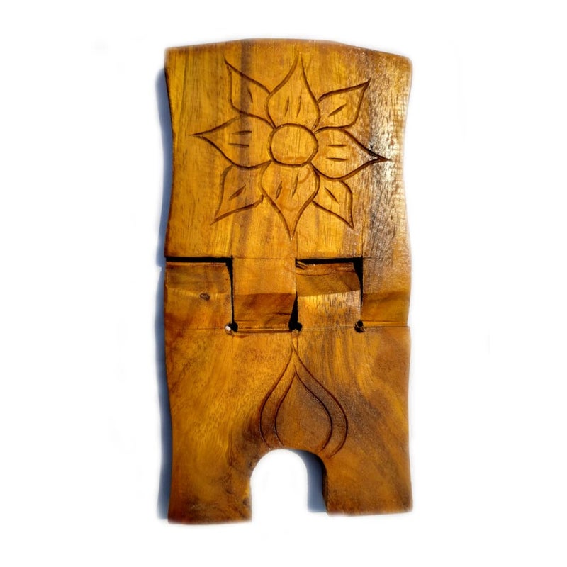 MAYAPURI Bhagavad Geeta HolderHandmade Wooden Book Folding Stand Rehal for Religious Holy Books 12 Inch - Image 3