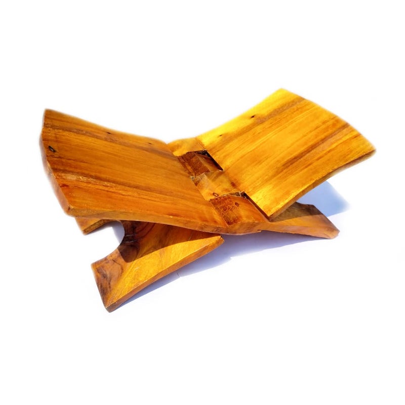 MAYAPURI Bhagavad Geeta HolderHandmade Wooden Book Folding Stand Rehal for Religious Holy Books 12 Inch - Image 4