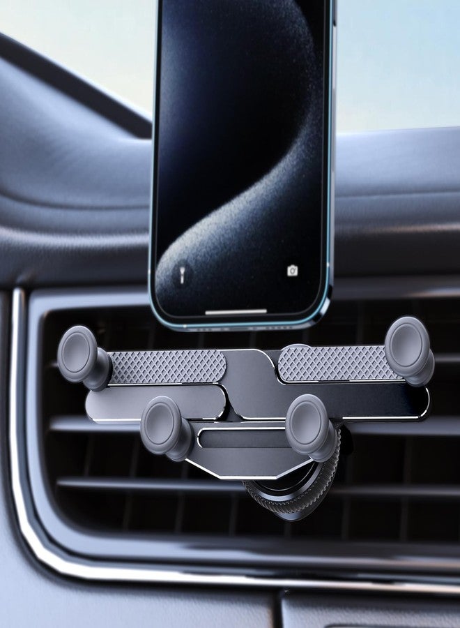 ELOHEI Cell Phone Car Holder, Upgraded Aluminum Alloy Car Holder for iPhone 15 Pro Max, 2023 Best Gravity Car Vent Phone Mount, Air Vent Phone Holder for iPhone & Android All Phones(Black) - Image 1
