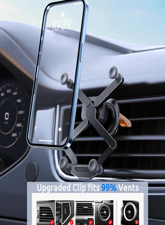 ELOHEI Cell Phone Car Holder, Upgraded Aluminum Alloy Car Holder for iPhone 15 Pro Max, 2023 Best Gravity Car Vent Phone Mount, Air Vent Phone Holder for iPhone & Android All Phones(Black) - Image 3