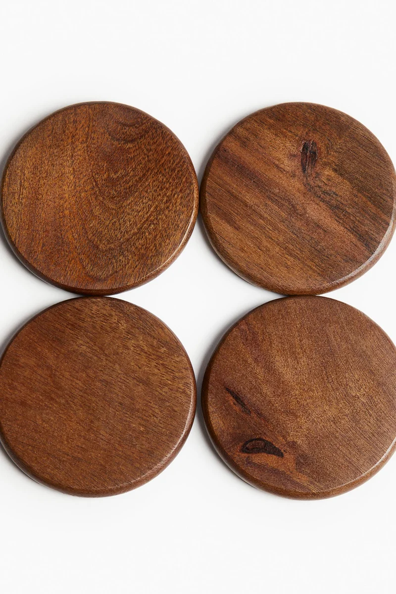 H&M 4-pack mango wood coasters
