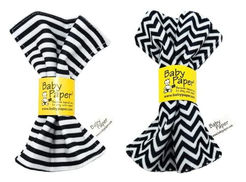 Baby Paper Original Crinkle Sensory Toy Black and White Stripe and Zig Zag 2Pack Crinkle Paper for Babies Sensory Baby Toys