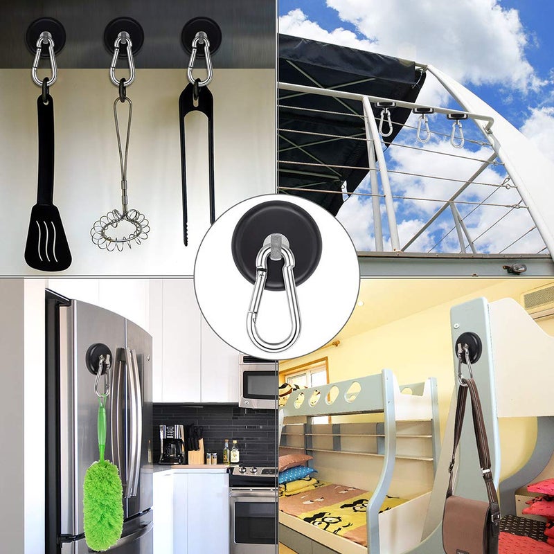 Ant Mag Magnetic Hooks 140LBS Heavy Duty Neodymium Magnet with Swiveling Carabiner Magnet Snap Hook for Indoor/Outdoor Hanging Bag Kitchen Garage Magnet Type Cruise Ship Magnetic Hook (2 Pack Black) - Image 5