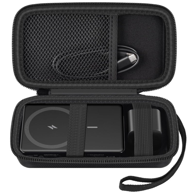 casmilee Case for Anker Magnetic Battery 10,000mAh Foldable Wireless Portable Charger, 633/622/621/321 5,000mAh Power Bank (MagGo) Holder, Storage for Baseus Power Delivery -Case Only (Black, Large) - Image 1
