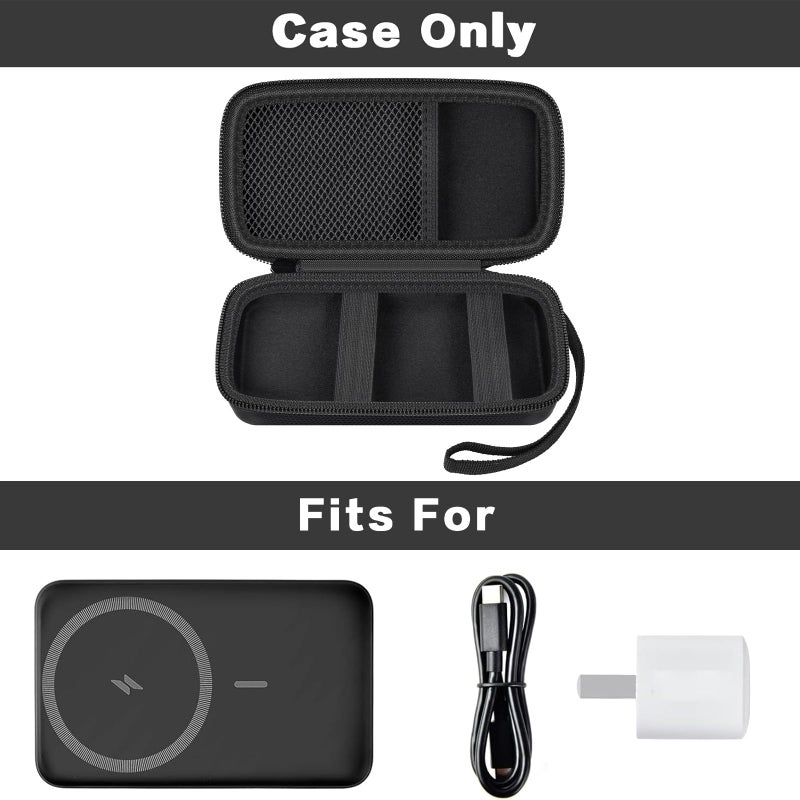 casmilee Case for Anker Magnetic Battery 10,000mAh Foldable Wireless Portable Charger, 633/622/621/321 5,000mAh Power Bank (MagGo) Holder, Storage for Baseus Power Delivery -Case Only (Black, Large) - Image 2