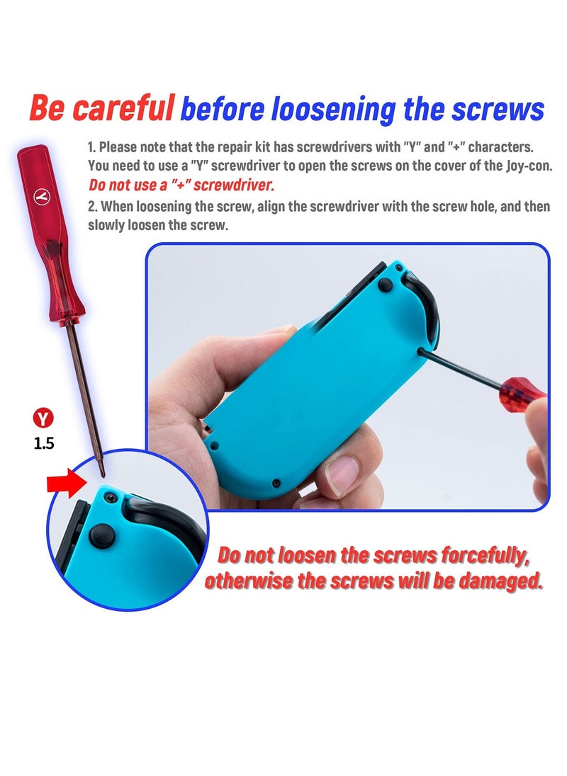 KASTWAVE - Joystick Replacement Parts for Nintendo Switch Joycon, 18-Pack Replacement Repair Kit for NS Joy-Con with Screwdriver Opening Tool, 3D Left and Right Analog Joystick, Charge Port Slider - Image 1