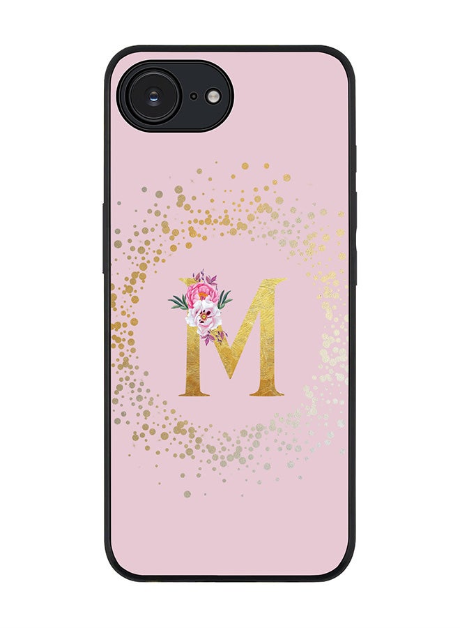 Stylizedd For Apple iPhone 16e Case,Slim fit Camera Protection, Shockproof Thin Phone cover  - Custom Monogram Floral - M  (Pink ) - Image 1