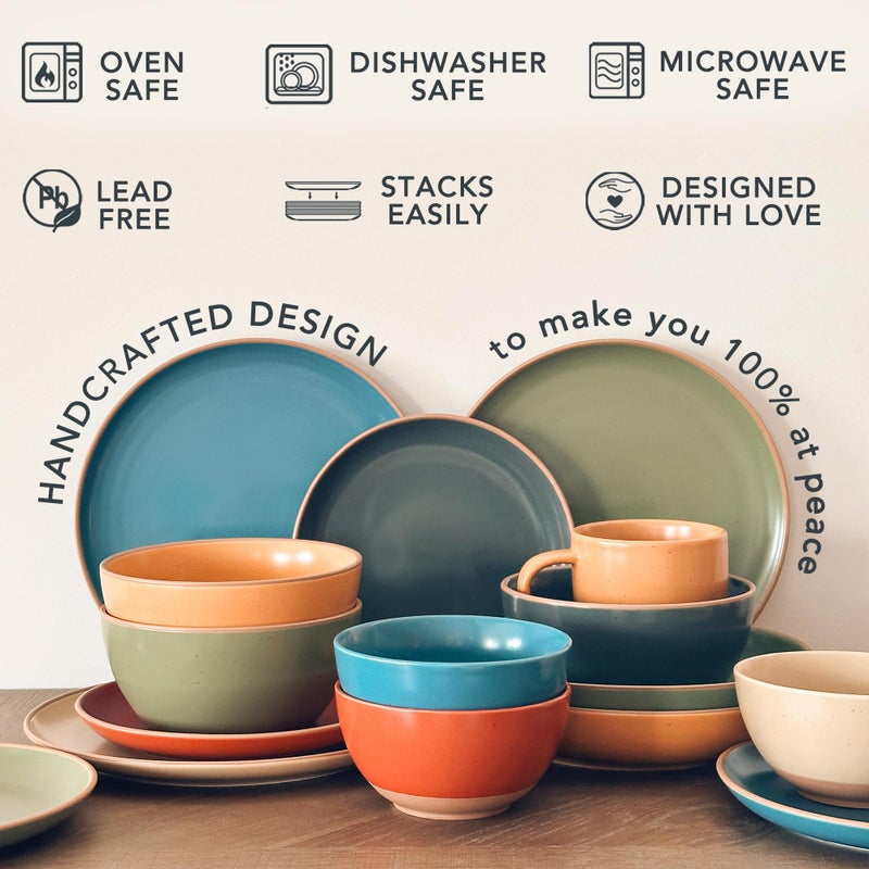 Mora Ceramic Artisan Matte Dinner Plates Set of 6, 10 inch Dish Set - Microwave, Oven, and Dishwasher Safe, Scratch Resistant, Modern Rustic Dinnerware- Kitchen Porcelain Serving Dishes - Image 4