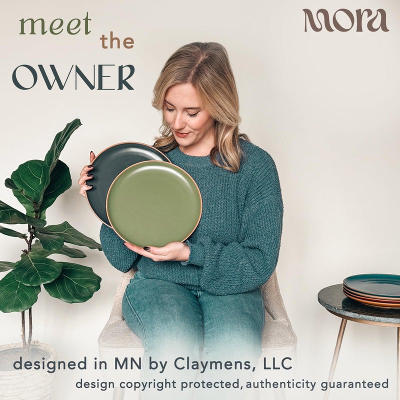 Mora Ceramic Artisan Matte Dinner Plates Set of 6, 10 inch Dish Set - Microwave, Oven, and Dishwasher Safe, Scratch Resistant, Modern Rustic Dinnerware- Kitchen Porcelain Serving Dishes - Image 3