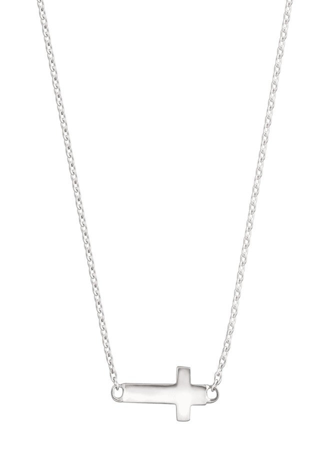 Silpada Sideways Cross Necklace for Women, White .925 Sterling Silver, Jewelry Gift Ideas, 'Simplex', 16" - Image 1