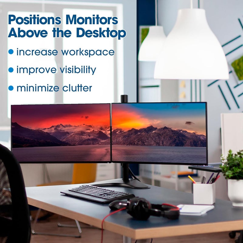Manhattan 461559 Stand with Monitor Arm for Two Monitors for Two Displays from 13 Inch to 32 Inch up to 8 kg Double Swivelling Black - Image 3