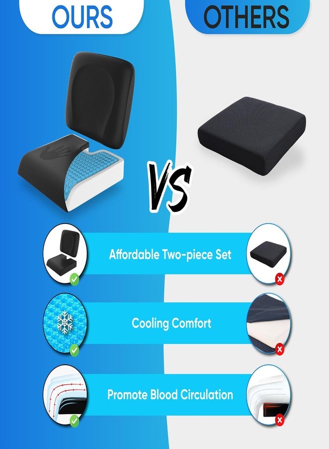 CUSHIO Wheelchair Cushion for Pressure Relief - (2-Piece Set) 18”x16” Anti-Slip Wheelchair Seat Cushions for Adults, Seniors with Lumbar Pillow and Removable Strap, Gel Cushion for Wheelchair - Image 2