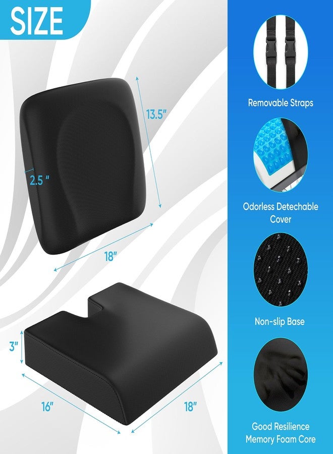 CUSHIO Wheelchair Cushion for Pressure Relief - (2-Piece Set) 18”x16” Anti-Slip Wheelchair Seat Cushions for Adults, Seniors with Lumbar Pillow and Removable Strap, Gel Cushion for Wheelchair - Image 4