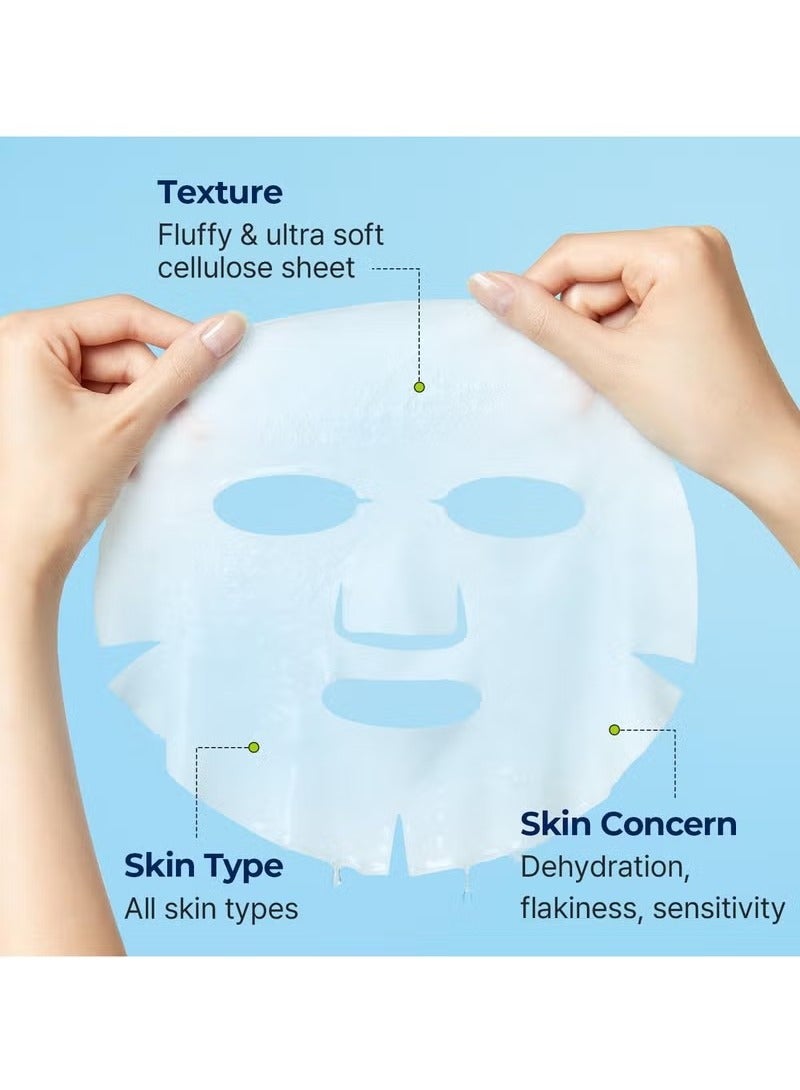 DIVE IN Hyaluronic Acid Facial Mask (10 sheets) | Extra Moisturizing Care | Hyaluronic Acid, Panthenol, Allantoin | Korean Face Mask