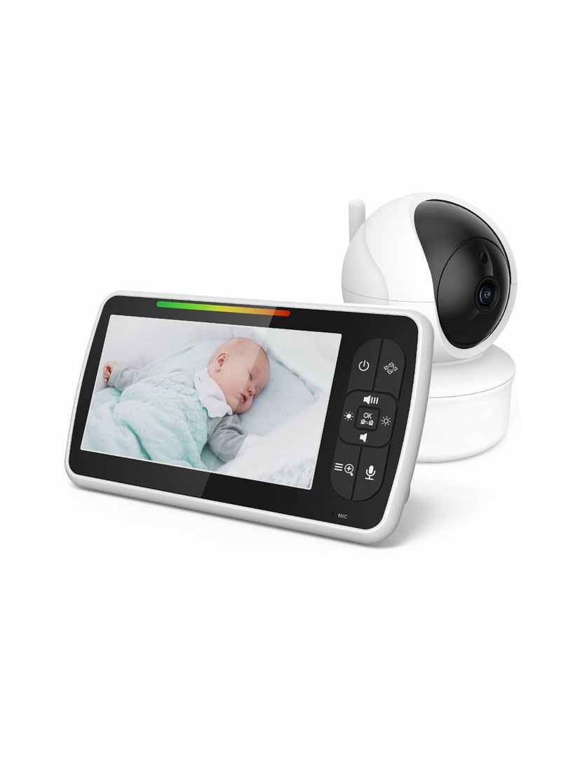 Crony SM650 5-inch TFT LCD Baby Monitor with Night Vision, Two-Way Audio, Wireless Connectivity, 355° Horizontal & 120° Vertical PTZ, 5" Large Screen, Temperature Alarm, Lullabies, 2100mAh Battery - Image 1