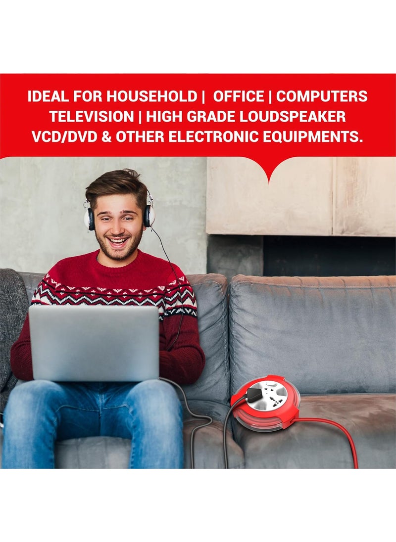 VIMAL WIRING DEVICES Vimal Swing 2 Pin Extension Cord 4 MtrCable with International SocketPower switch Power Indicator  - Image 4