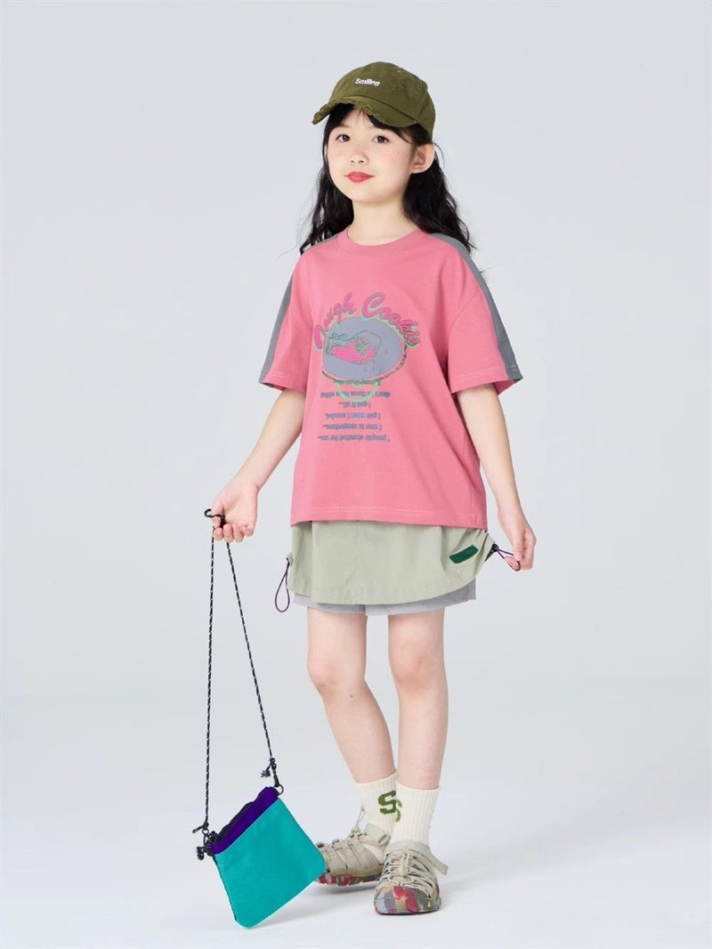 Girls'' Summer Outfit Set: New Style with Visible Stitching, Slim Fit, Versatile Short Casual Short-Sleeve Quick-Dry Shorts Dress - Image 5
