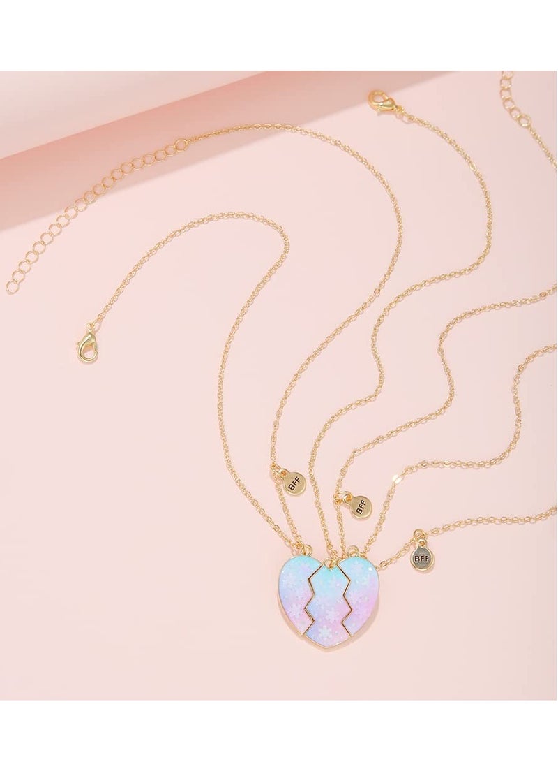 Excefore Friendship Necklace, Best Friend Necklace for 3 Girls, for Valentine Heart Necklace, Sister Necklace Set Jewelry Birthday Valentine Gift for friend, Girls Daughter Birthday - Image 2