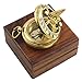 collectiblesBuy collectiblesBuy Marine Sundial Compass with Nautical Solid Wooden Box Vintage Brass Ship Navigate Device Nautical Gift  - Image 2