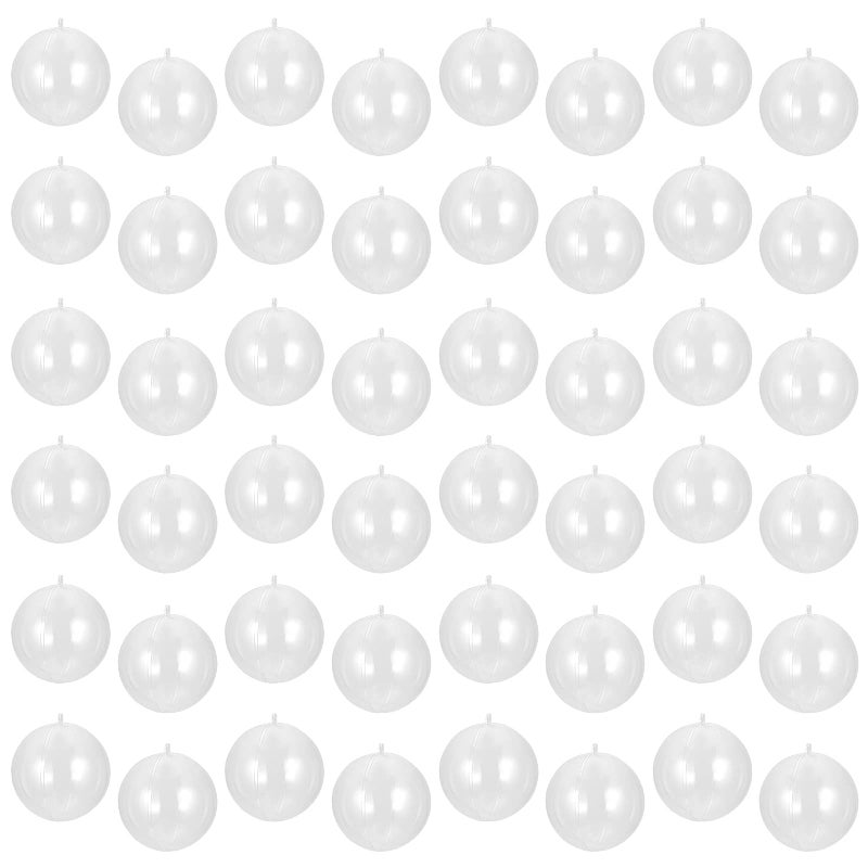 SINJEUN 48 Pack 80MM315 Clear Plastic Fillable Balls Thick Acrylic Fillable Ball Ornaments Plastic Christmas Sphere for Xmas Tree Party and Wedding DIY Bath Bomb Molds - Image 3