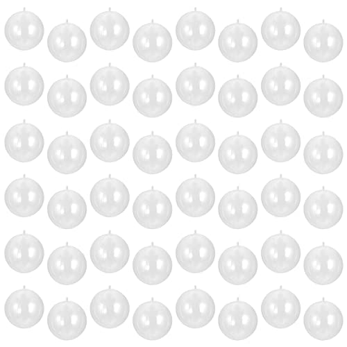 SINJEUN 48 Pack 80MM315 Clear Plastic Fillable Balls Thick Acrylic Fillable Ball Ornaments Plastic Christmas Sphere for Xmas Tree Party and Wedding DIY Bath Bomb Molds - Image 1