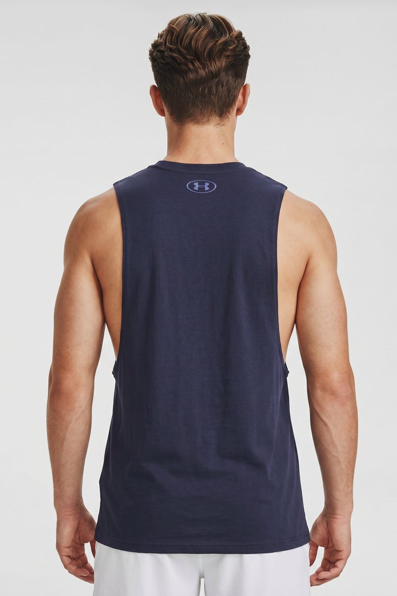 Under Armour x Project Rock Men Loose Fit Sleeveless Training Vest, Navy - Image 4