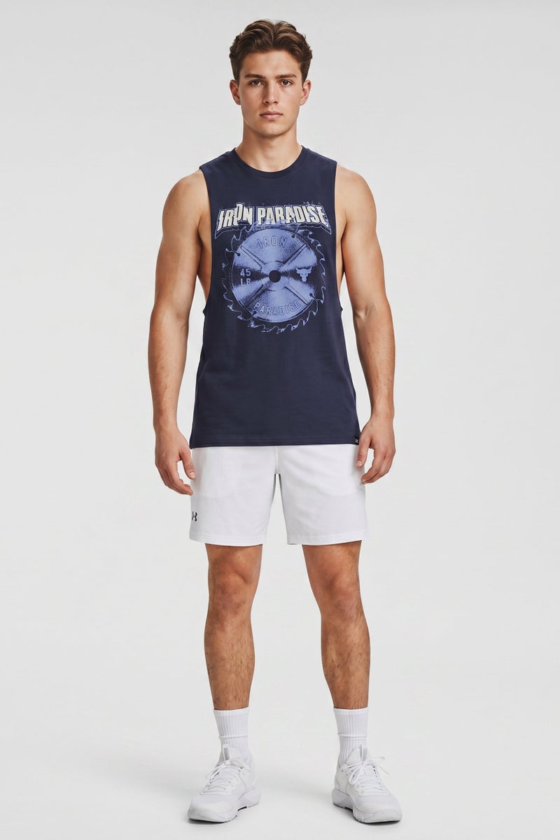 Under Armour x Project Rock Men Loose Fit Sleeveless Training Vest, Navy - Image 2