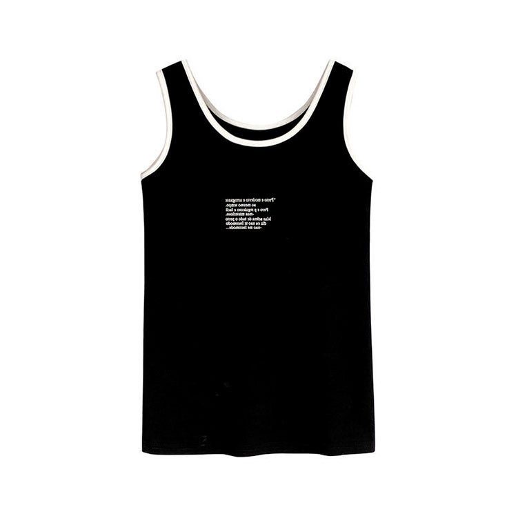 Chubby Girl Plus Size Color Contrast Camisole Women'S Summer Sports Inner Wear White Base Shirt Top Instagram Trendy - Image 5