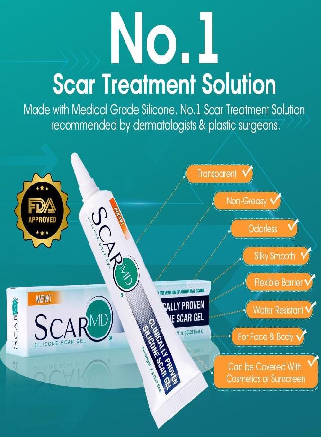 ScarMD Medical Grade Silicone Scar Gel Treatment,Keloid Bump Removal,Fades Scars from Surgery, Burn Scar,Face Belly Piercings, C Section, Cuts,Scratch,Scars Removal Treatment,Reduces Discomfort, 6g - Image 3
