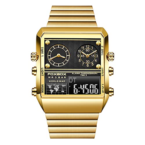 Weicam Men Luxury Luminous Waterproof Square Dial Digital Watch Analog Quartz Wristwatches Dual Display - Image 1