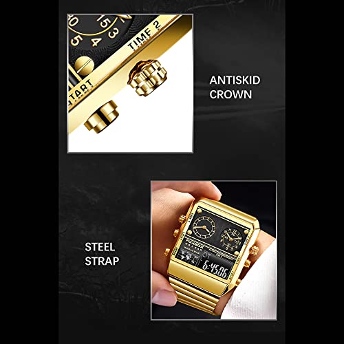 Weicam Men Luxury Luminous Waterproof Square Dial Digital Watch Analog Quartz Wristwatches Dual Display - Image 5